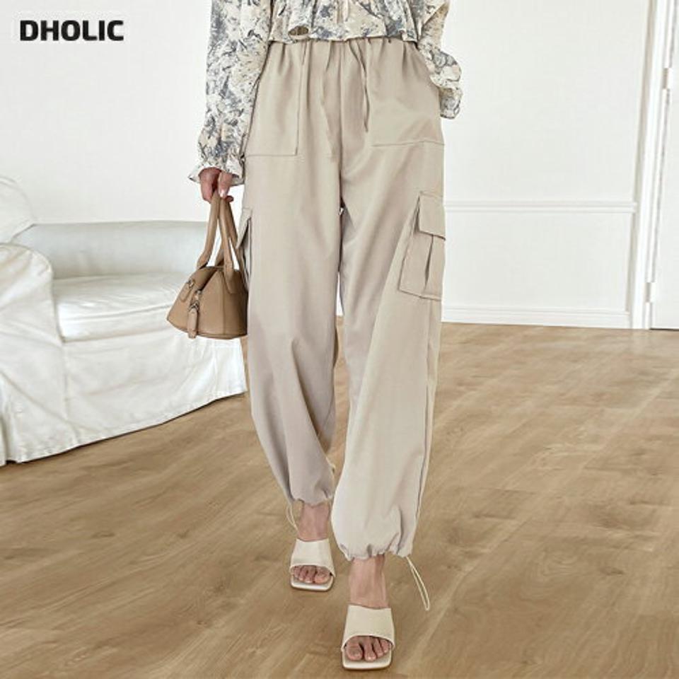 2WAYドロストカーゴパンツ・t00257 レディース 【pt】ボトムス ロング ロングパンツ カーゴパンツ ストレート ジョガー ワイド フラップポケット ハイウエスト ゴム ドローストリング ロング丈 カジュアル フェミニン 春 秋 韓国ファッション
