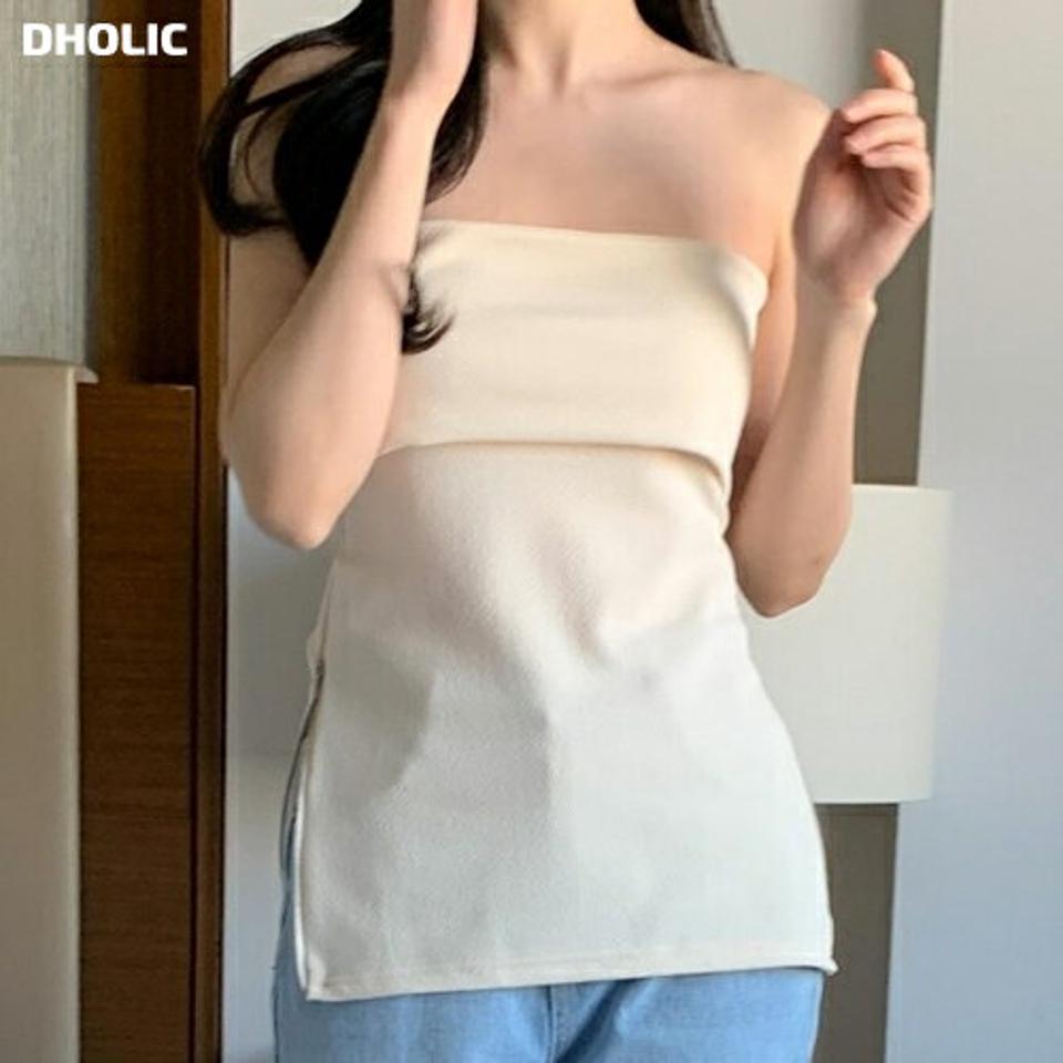 サイドジップチューブトップ・p003256 レディース 【tops】チューブトップ トップス 単色 無地 シンプル ベーシック スリット 鎖骨 デコルテ セクシー 肌見せ 春 夏 韓国ファッション MKT