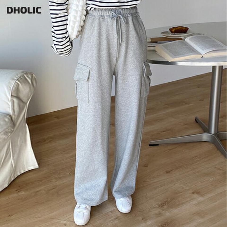 ドロストカーゴスウェットパンツ・t00339 レディース 【pt】ボトムス ロング ロングパンツ スウェットパンツ ワイド ストレート ハイウエスト フルレングス ロング丈 無地 単色 シンプル フェミニン カジュアル 春 秋 韓国ファッション