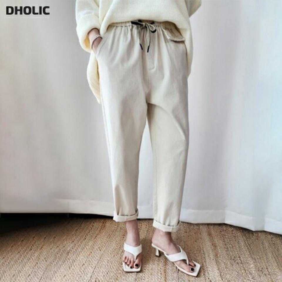 配色ドロストフラップパンツ・p003271 レディース 【pt】パンツ ロング丈 単色 無地 シンプル ベーシック 配色 ドロスト フラップ カジュアル ラフ 春 夏 秋 冬 楽ちん ゆったり 韓国ファッション MKT