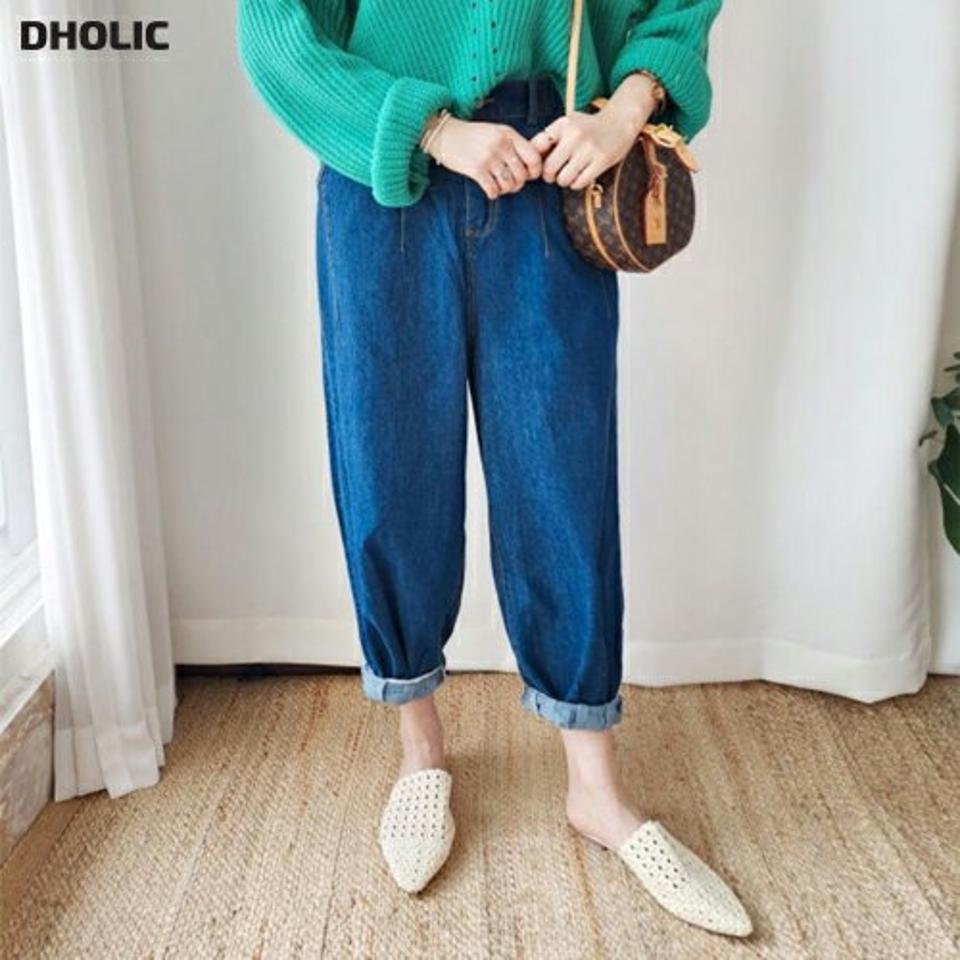 【マラソン特価】タックイージーデニムパンツ・p003274 レディース 【pt】パンツ ロング丈 単色 無地 シンプル ベーシック タック イージー ウエストゴム カジュアル ラフ ワイド 春 夏 秋 冬 楽ちん 韓国ファッション MKT セール