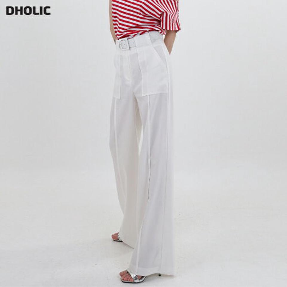 【送料無料】ベルト付リネン混ポケットパンツ・p003504 レディース【pt】韓国ファッション ボトムス パンツ ロング フルレングス ハイウエスト ベルト付 ポケット リネン混 ワイド センターライン 無地 ユニーク 大人カジュアル 春 夏 カジュアル MKT