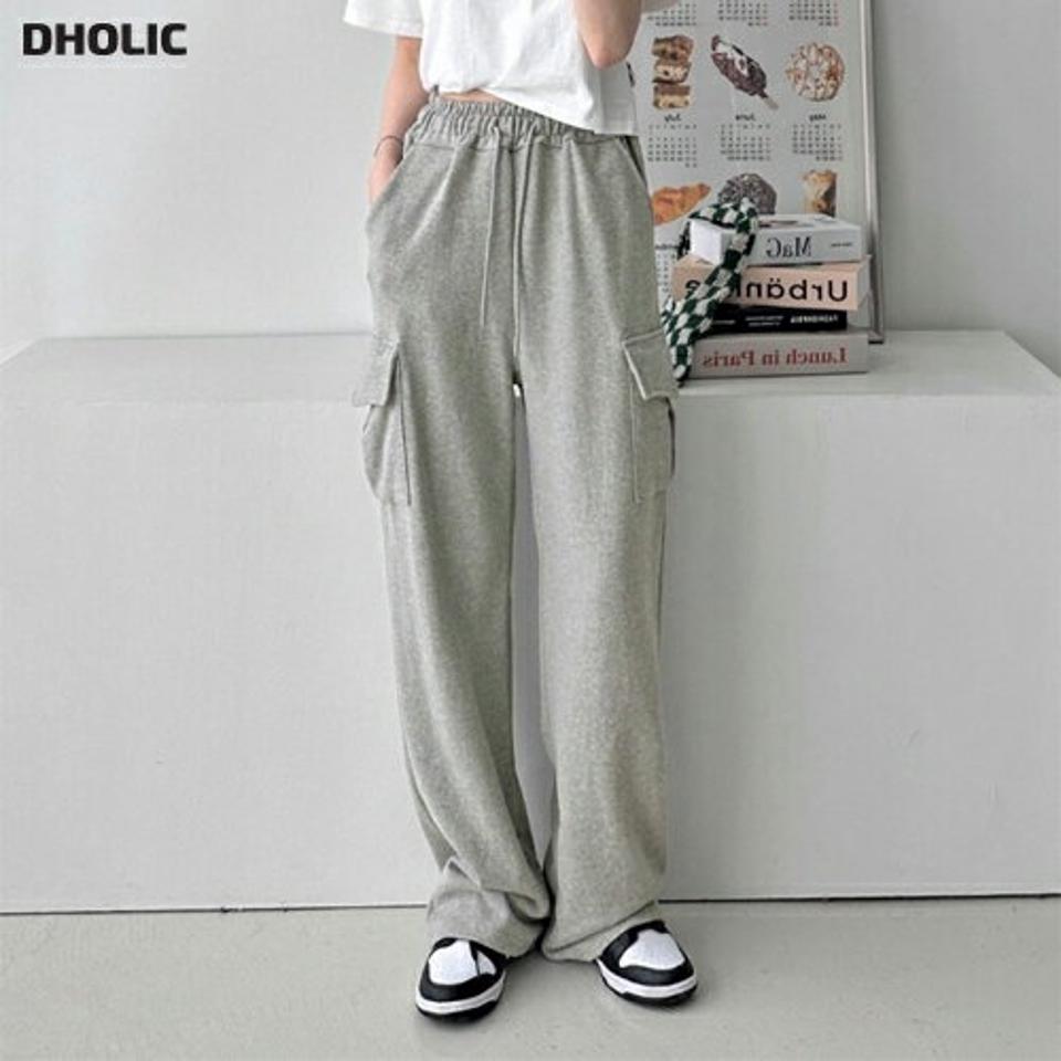 カーゴドロストスウェットパンツ・p003344 レディース 【pt】 韓国ファッション ボトムス パンツ ロング丈 フルレングス スウェットパンツ ドロスト ストリング カーゴポケット ワイド コットン 無地 デイリー ストリート 春 夏 カジュアル MKT