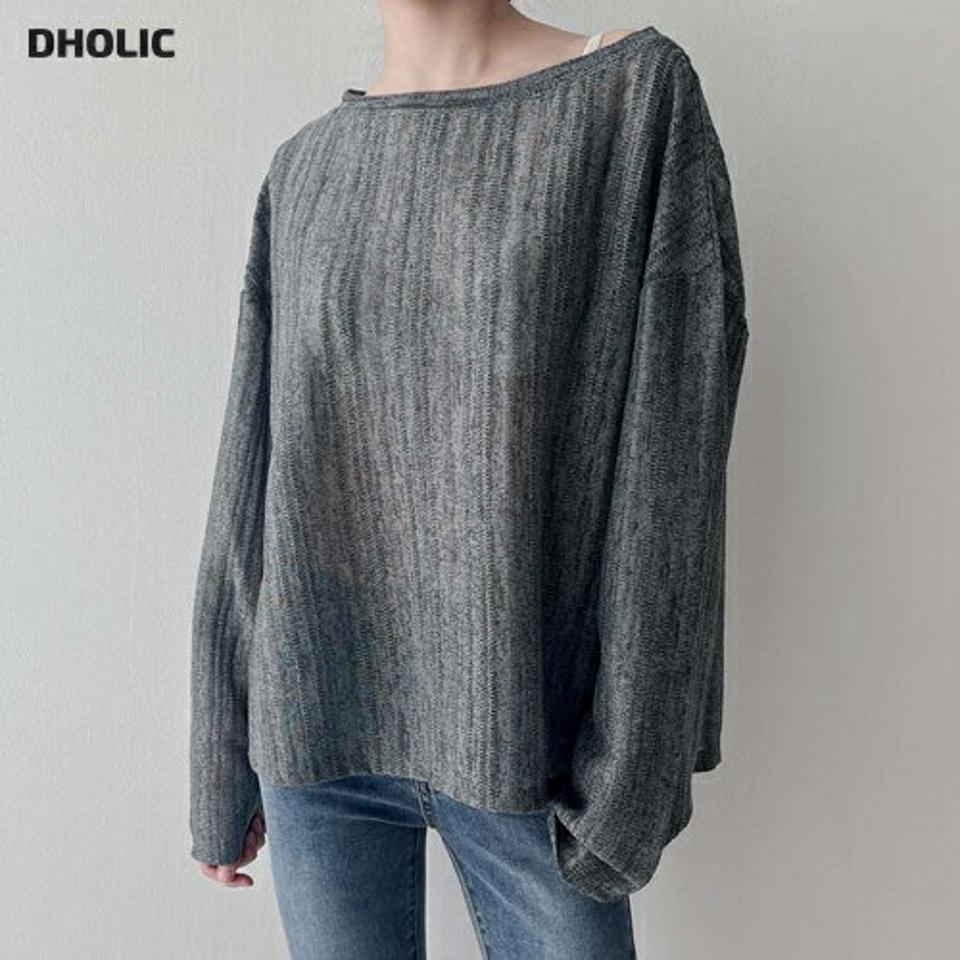 スリットボートネックTシャツ・p003328 レディース 【tops】トップス 長袖 柄 模様 Tシャツ スリット ボートネック 鎖骨 デコルテ 秋 冬 カジュアル ラフ ドロップショルダー ゆったり 楽ちん ルーズ 韓国ファッション MKT