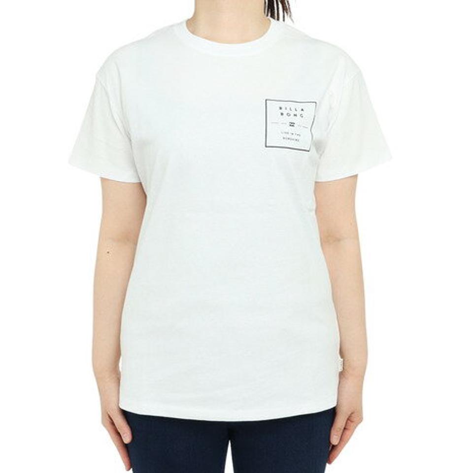 ビラボン（BILLABONG）（レディース）SQUARE PATTEN ロゴTシャツ BD013201 WHT