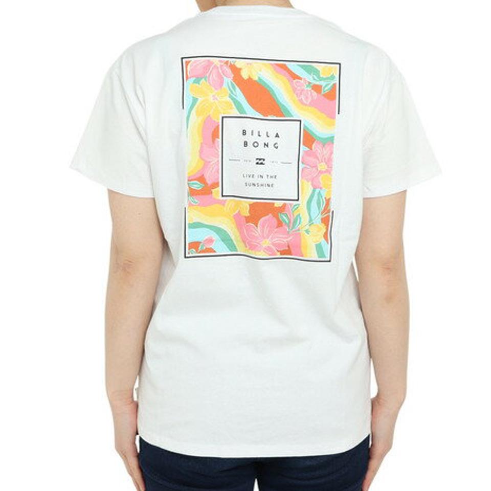 ビラボン（BILLABONG）（レディース）SQUARE PATTEN ロゴTシャツ BD013201 WHT