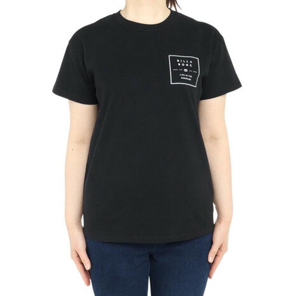 ビラボン（BILLABONG）（レディース）SQUARE PATTEN ロゴTシャツ BD013201 BLK
