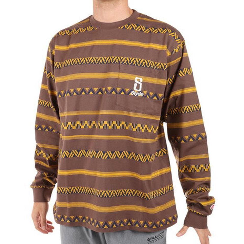 【2/25 24h限定 エントリー&対象4店舗買い回りで最大P10倍!】スライド(SLYDE)(メンズ)長袖 Border Tシャツ SL2022AWMAPP009BRN