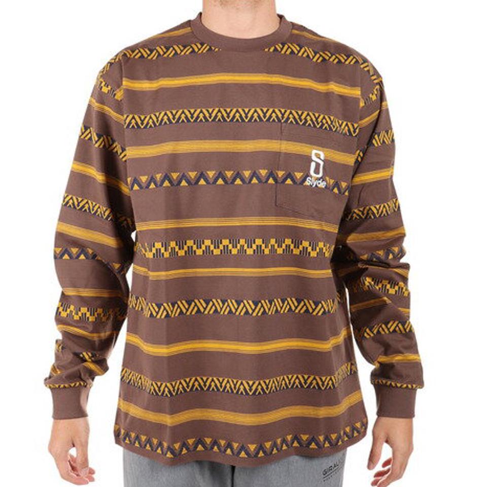 【2/25 24h限定 エントリー&対象4店舗買い回りで最大P10倍!】スライド(SLYDE)(メンズ)長袖 Border Tシャツ SL2022AWMAPP009BRN