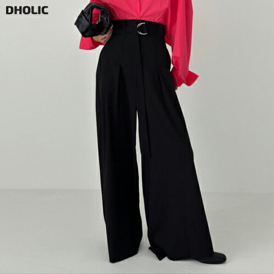 ベルト付タックワイドスラックス・p003573 レディース 【pt】パンツ ロング丈 単色 無地 シンプル ベーシック ベルト付き タック ワイド スラックス フルレングス 脚長 春 秋 冬 大人 かっこいい スタイルアップ 韓国ファッション MKT