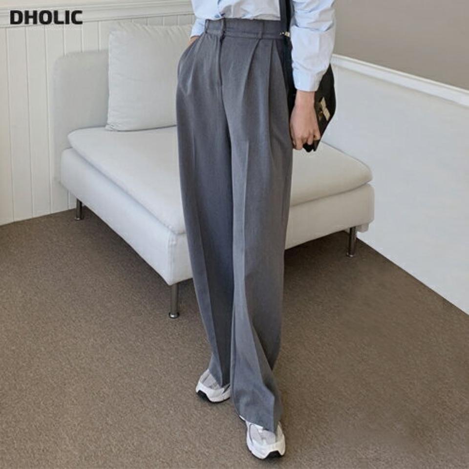 イージースラックス・p003164 レディース 【pt】 韓国ファッション ボトムス パンツ スラックス ロング丈 フルレングス ハイウエスト タック ワイド ストレート イージー 無地 レーヨン混 オフィスカジュアル シンプル カジュアル MKT