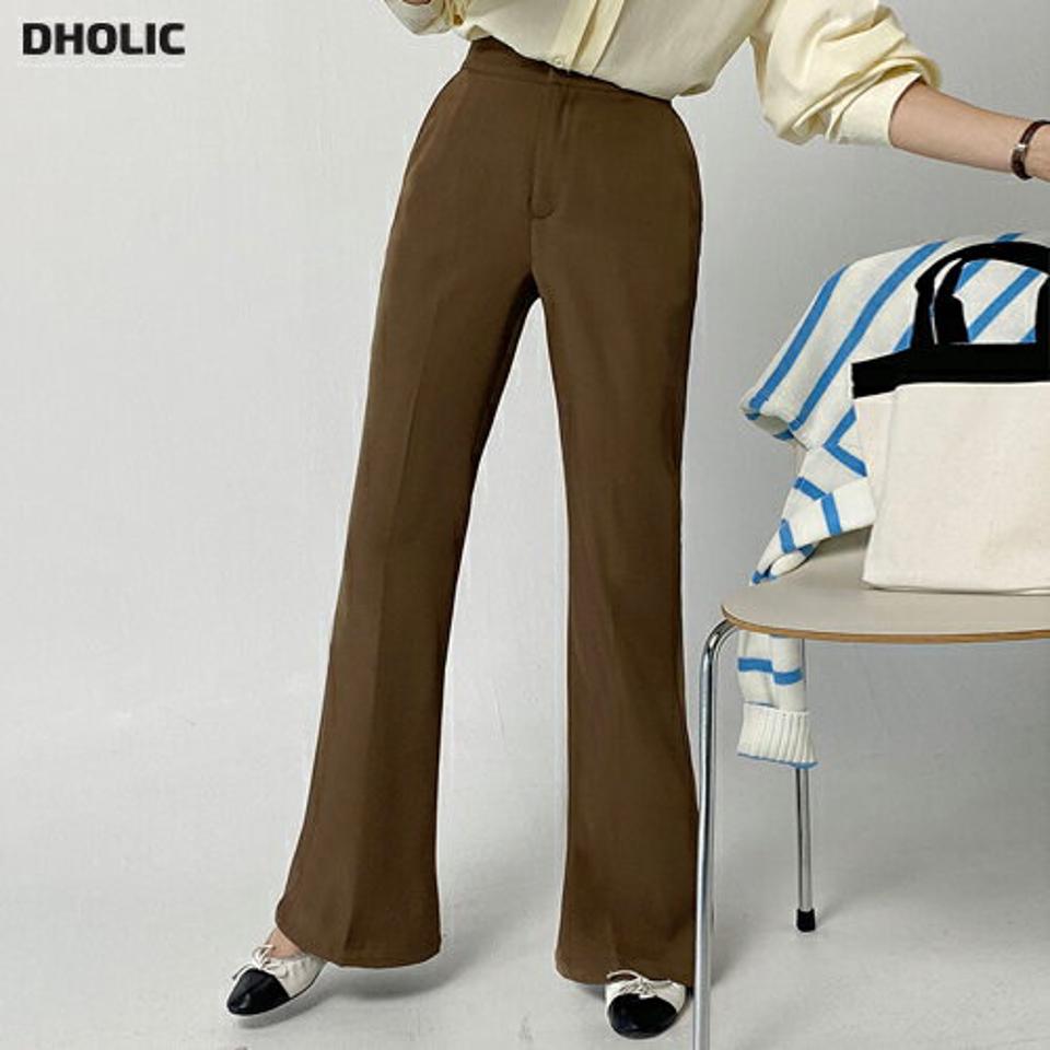 スリムフレアスラックス・t00265 レディース 【pt】ボトムス ロング ロングパンツ スラックス スリム フレア センタープレス ハイウエスト フルレングス ヒップダーツ ロング丈 無地 単色 シンプル フェミニン カジュアル 春 秋 韓国ファッション