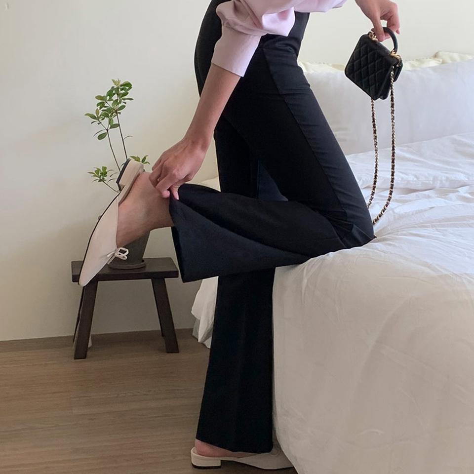 ホックフレアスラックス・p003603 レディース 【pt】パンツ ロング丈 単色 無地 シンプル ベーシック フレア タイト 細身 スリム スラックス 春 夏 秋 冬 オフィスカジュアル 大人 OL 韓国ファッション MKT