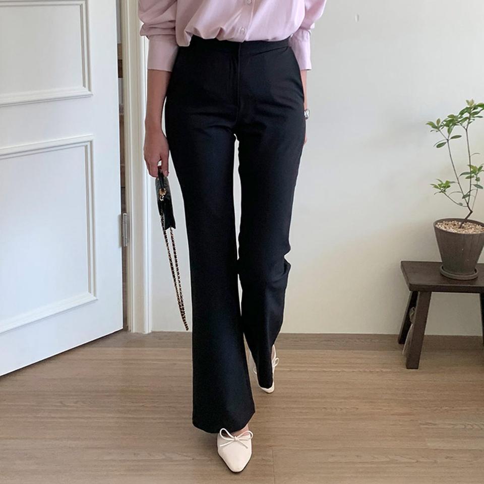 ホックフレアスラックス・p003603 レディース 【pt】パンツ ロング丈 単色 無地 シンプル ベーシック フレア タイト 細身 スリム スラックス 春 夏 秋 冬 オフィスカジュアル 大人 OL 韓国ファッション MKT