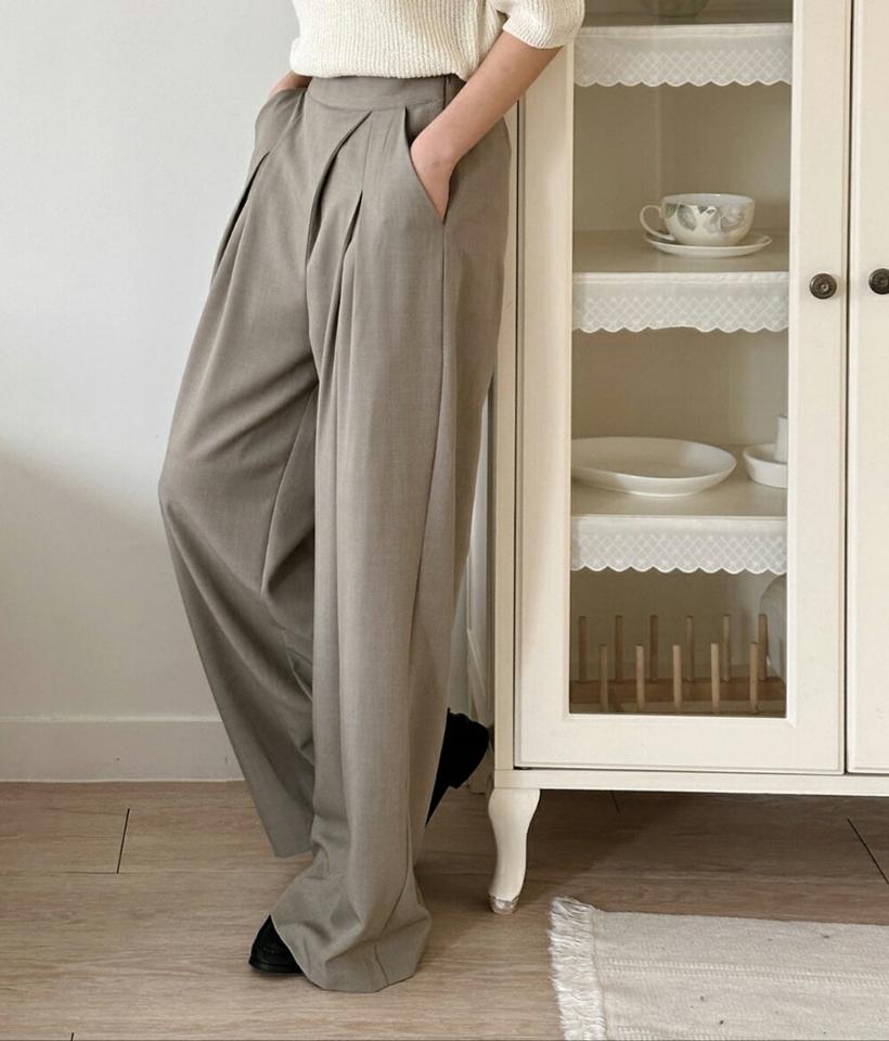 ダイアゴナルラインパンツ・p003553 レディース 【pt】パンツ ロング丈 単色 無地 シンプル ベーシック ダイアゴナル ライン ワイド フルレングス ゆったり 楽ちん カジュアル ラフ 秋 冬 春 夏 韓国ファッション MKT