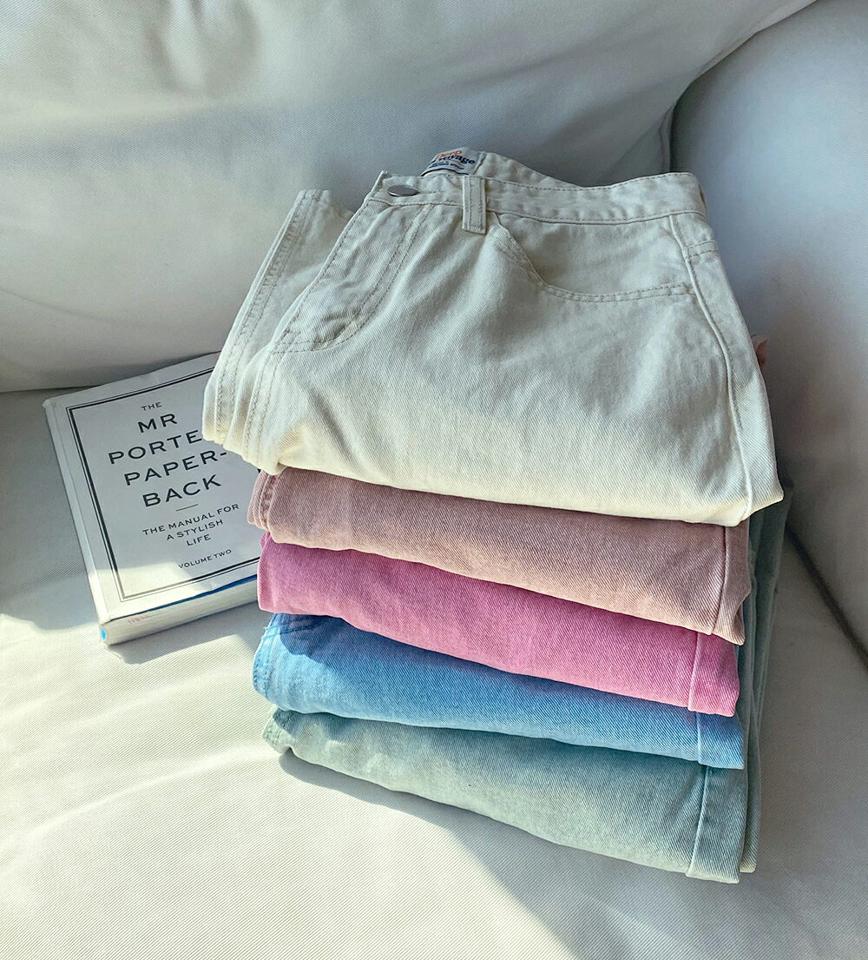 ストレートラインパステルカラーパンツ・t00823 レディース 【pt】 韓国ファッション ボトムス パンツ ロング丈 フルレングス ハイウエスト ストレート コットン ワイド パステルカラー 無地 シンプル 大人カジュアル 春 夏 カジュアル