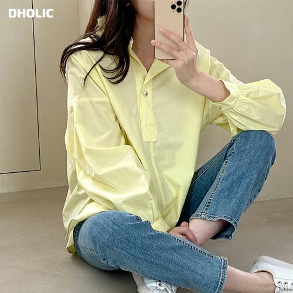 バックシャーリングシャツ・p003520 レディース 【bl】シャツ トップス 長袖 単色 無地 シンプル ベーシック バックシャーリング バックシャン ドロップショルダー ルーズ パステル 春 秋 冬 カジュアル 大人 韓国ファッション MKT