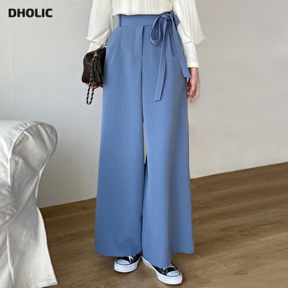 ウエストリボンワイドパンツ・t71943 レディース 【pt】ボトムス ロング ロングパンツ ウエストリボン ワイド ハイウエスト ワイド フルレングス ロング丈 無地 単色 シンプル フェミニン カジュアル モダン 春 秋 韓国ファッション