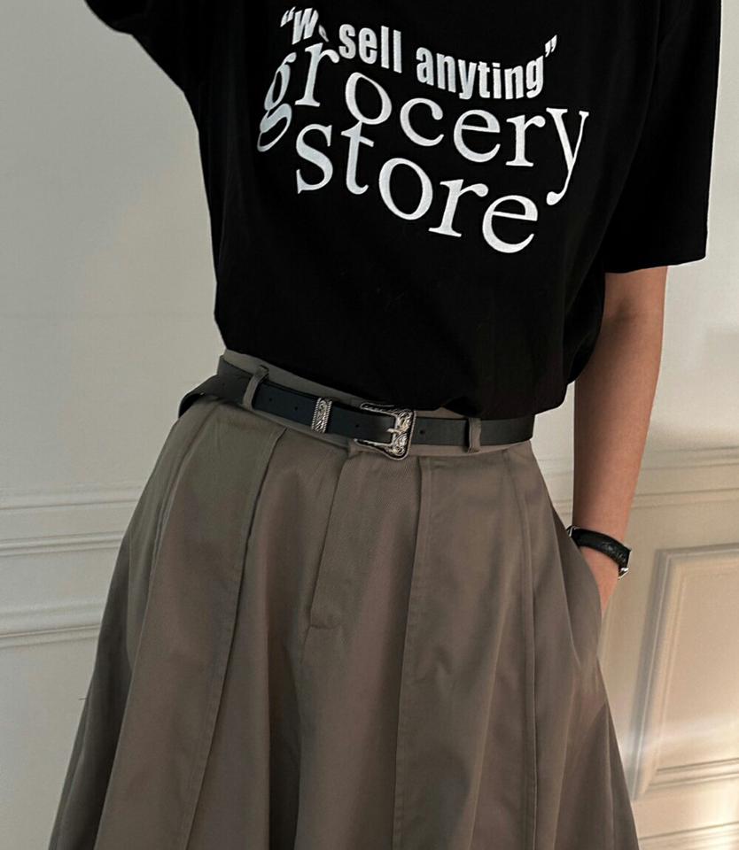 grocery store半袖Tシャツ・p002730 レディース 【tops】トップス Tシャツ 半袖 柄 模様 ロゴ ロゴT 春 夏 カジュアル ラフ モノトーン 楽ちん 韓国ファッション MKT