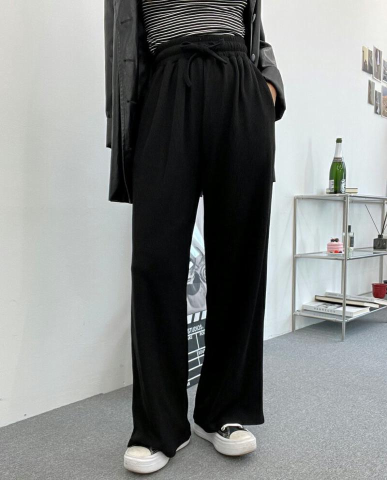 ウエストドロストパンツ・p003291 レディース 【pt】 韓国ファッション ボトムス パンツ ロング丈 フルレングス ハイウエスト ドロスト ストラップ ワイド ストレート 無地 シンプル ベーシック デイリー 春 夏 カジュアル MKT