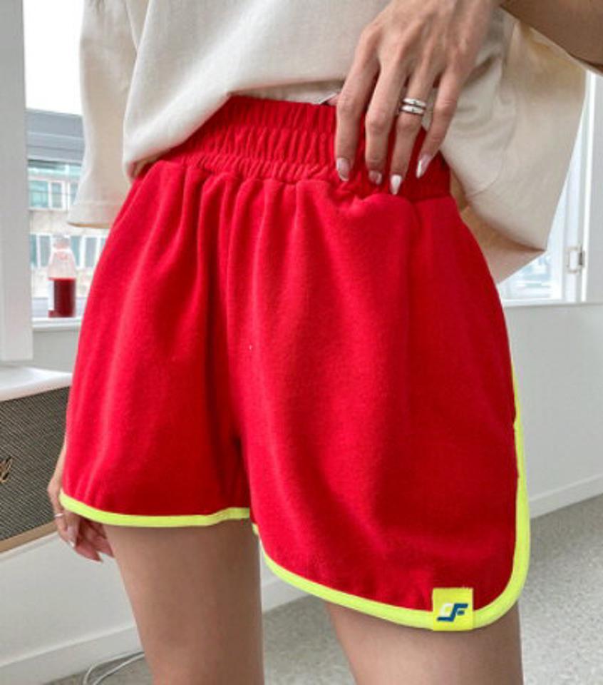 【マラソン特価】配色ラインイージーショートパンツ・p003122 レディース 【pt】 韓国ファッション ボトムス パンツ ショート丈 ハーフパンツ ハイウエスト ストリング リボン 配色ライン カラフル コットン 綿100 イージー 無地 デイリー 春 夏 カジュアル MKT セール