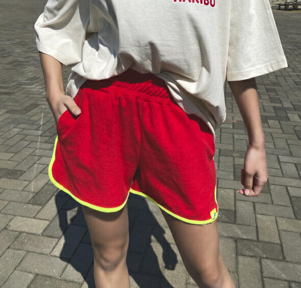 【マラソン特価】配色ラインイージーショートパンツ・p003122 レディース 【pt】 韓国ファッション ボトムス パンツ ショート丈 ハーフパンツ ハイウエスト ストリング リボン 配色ライン カラフル コットン 綿100 イージー 無地 デイリー 春 夏 カジュアル MKT セール