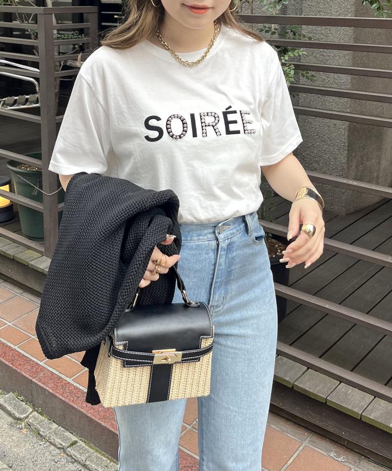 パール付きフロッキーロゴTシャツ