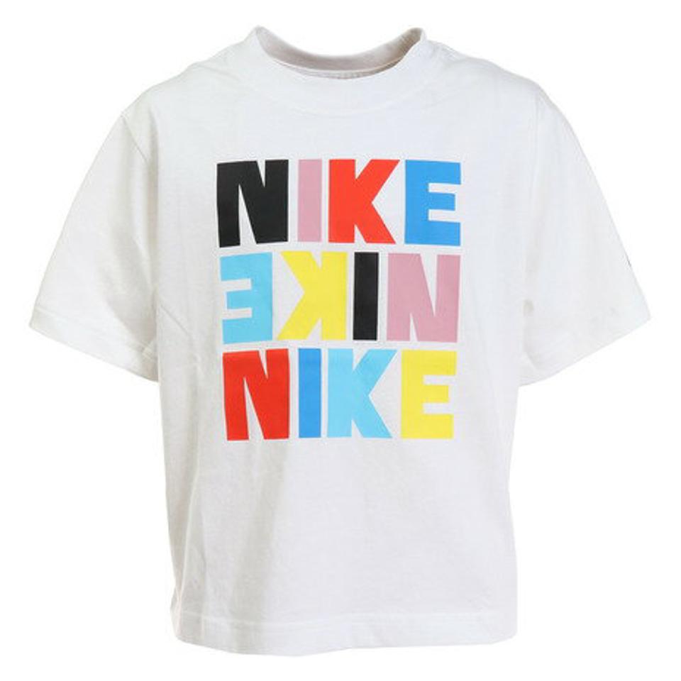 ナイキ（NIKE）（キッズ）ガールズ 半袖 軽量 綿100％ Tシャツ スポーツウェア ボクシー DZ3579-100