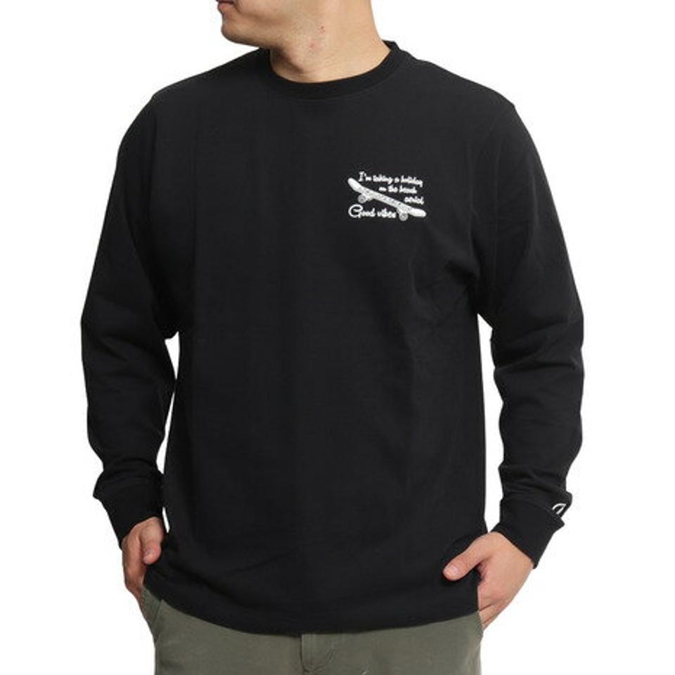 エアボーン(ARBN)(メンズ)長袖Tシャツ スケートプリント AB2022AWMAPP011BLK