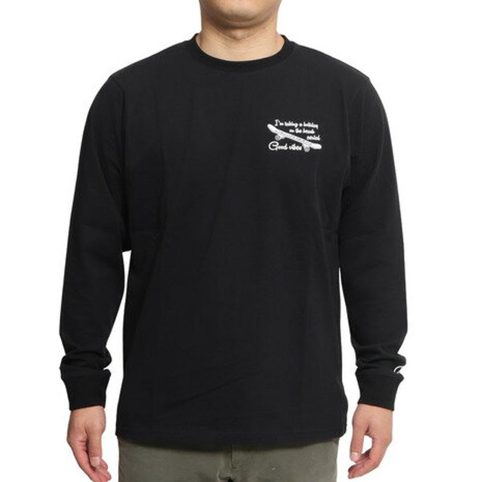 エアボーン(ARBN)(メンズ)長袖Tシャツ スケートプリント AB2022AWMAPP011BLK