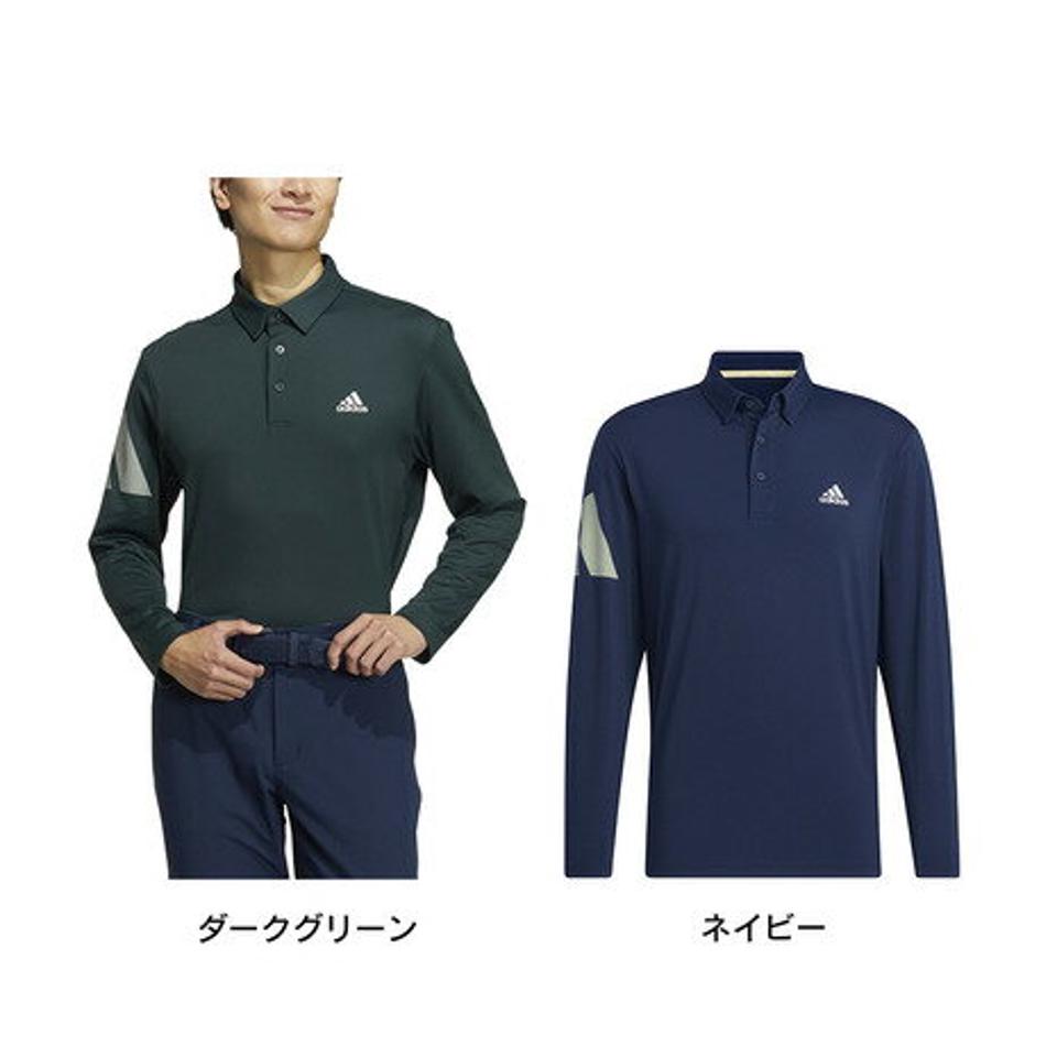 アディダス（ADIDAS）（メンズ）ゴルフウェア 吸湿 ビッグアディダスロゴ 長袖ストレッチボタンダウンシャツ P9739