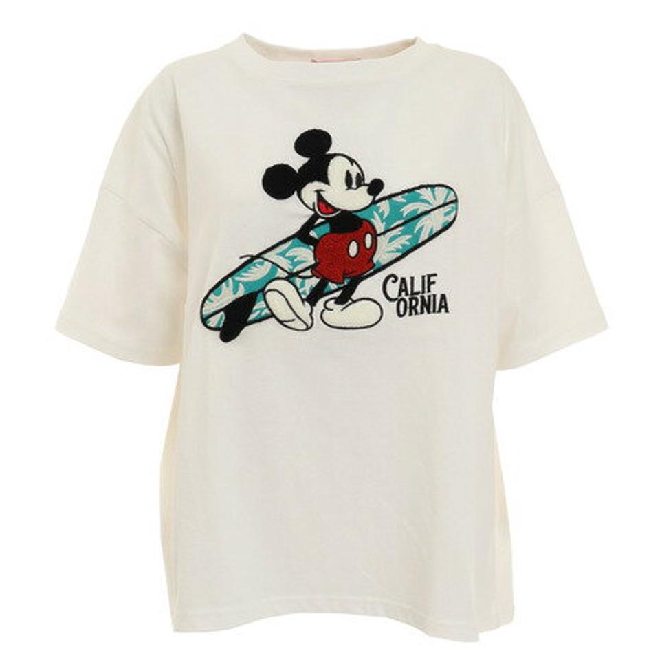 アンティバルリスティック(ANTI BALLISTIC)(レディース)ミッキー相良刺繍 半袖Tシャツ 222AN2ST006 WHT F