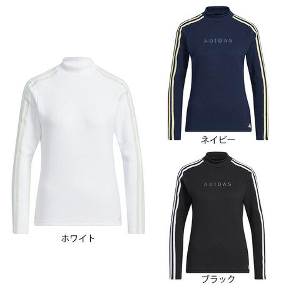 アディダス（ADIDAS）（レディース）ゴルフウェア 吸湿 裾スリット ドライ 快適 スリーストライプス 長袖モックネックシャツ DJ664