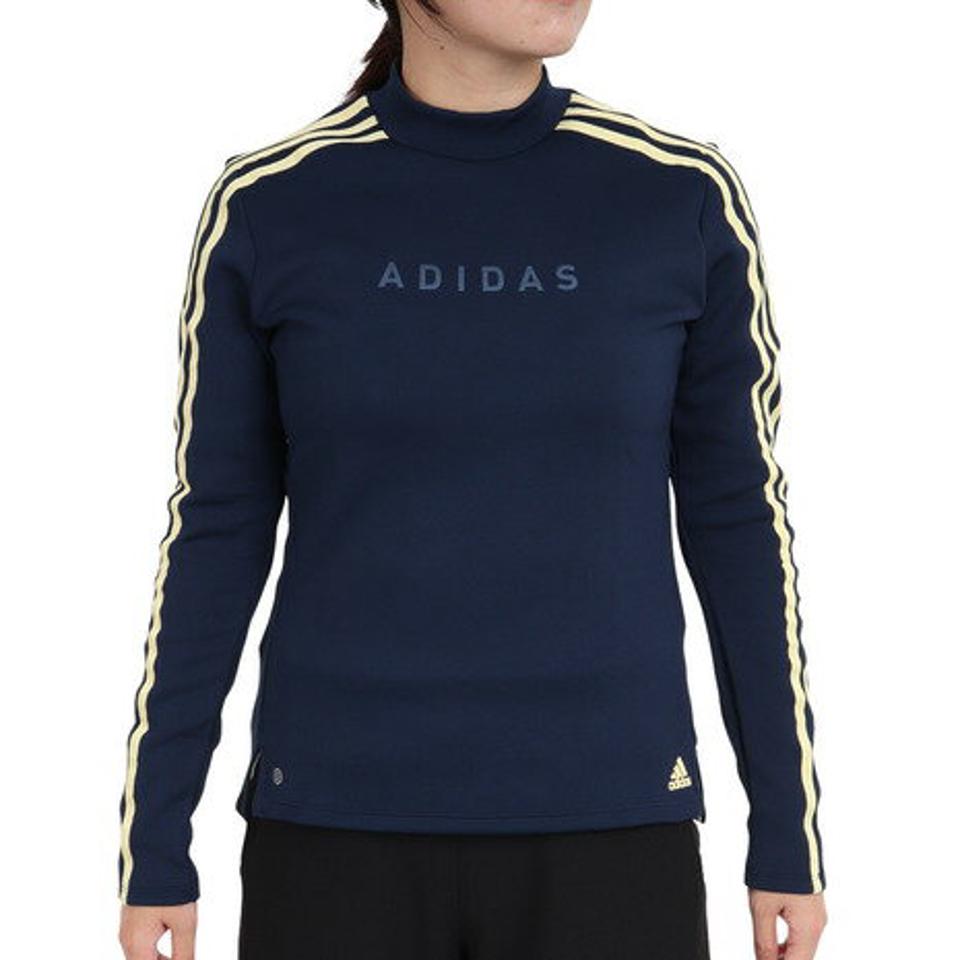 アディダス（ADIDAS）（レディース）ゴルフウェア 吸湿 裾スリット ドライ 快適 スリーストライプス 長袖モックネックシャツ DJ664
