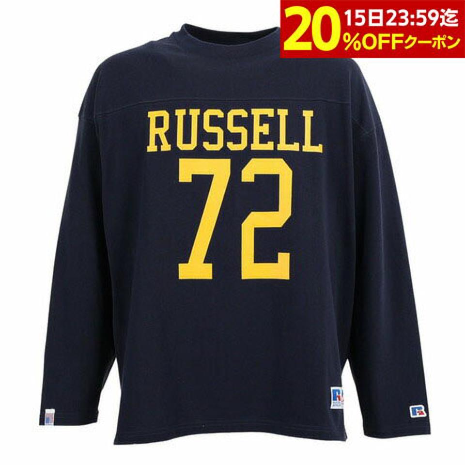 【10%OFFクーポン対象！8/10まで】ラッセル（RUSSELL）（メンズ）COTTON USA 長袖Tシャツ RBM23ES0001 NVY