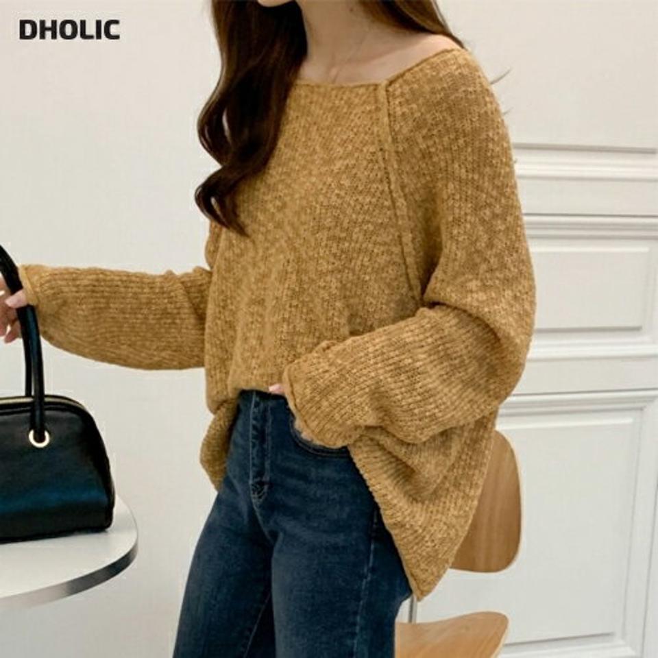 ボートネックラグランニット・p003319 レディース 【tops】トップス ニット セーター 長袖 柄 模様 ボートネック 鎖骨 デコルテ ラグラン ルーズ ドロップショルダー 秋 冬 カジュアル メランジ ゆったり ルーズ 韓国ファッション MKT