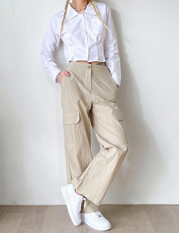 ナイロンカーゴパンツ・p003580 レディース 【pt】パンツ ロング丈 単色 無地 シンプル ベーシック カジュアル ラフ ナイロン 春 夏 秋 冬 カジュアル ラフ かっこいい 韓国ファッション MKT