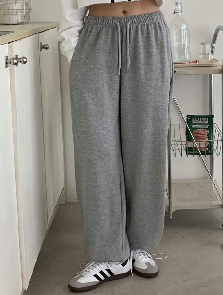 2WAYスウェットワイドパンツ・p003622 レディース 【pt】パンツ ロング丈 単色 無地 シンプル ベーシック スウェット トレーナー 2WAY ストレート ジョガー 秋 冬 カジュアル ラフ 韓国ファッション MKT