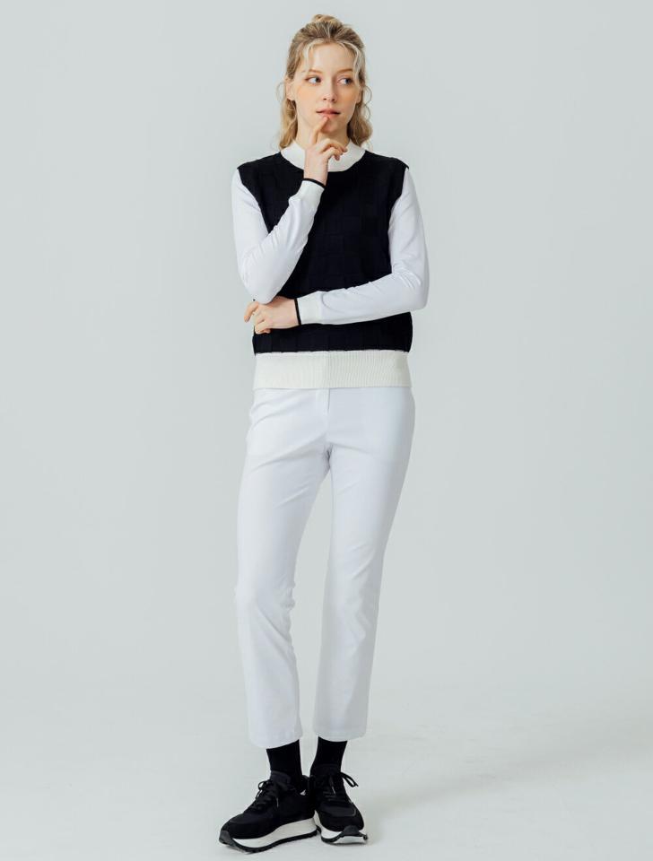 【送料無料】ボタンヘム配色パンツ・p003629 レディース 【pt】パンツ ロング丈 配色 柄 模様 シンプル ロングパンツ ヘム 秋 冬 カジュアル ラフ スポーツ スポーティ 運動 韓国ファッション MKT【GOLFWEAR ゴルフウェア】