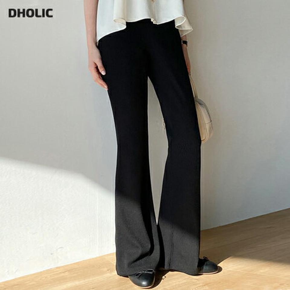 リブフレアイージーパンツ・t00518 レディース 【pt】 韓国ファッション パンツ ロング丈 イージーパンツ デイリー ウエストゴム フルレングス スリム フレアライン リブ　 カジュアル