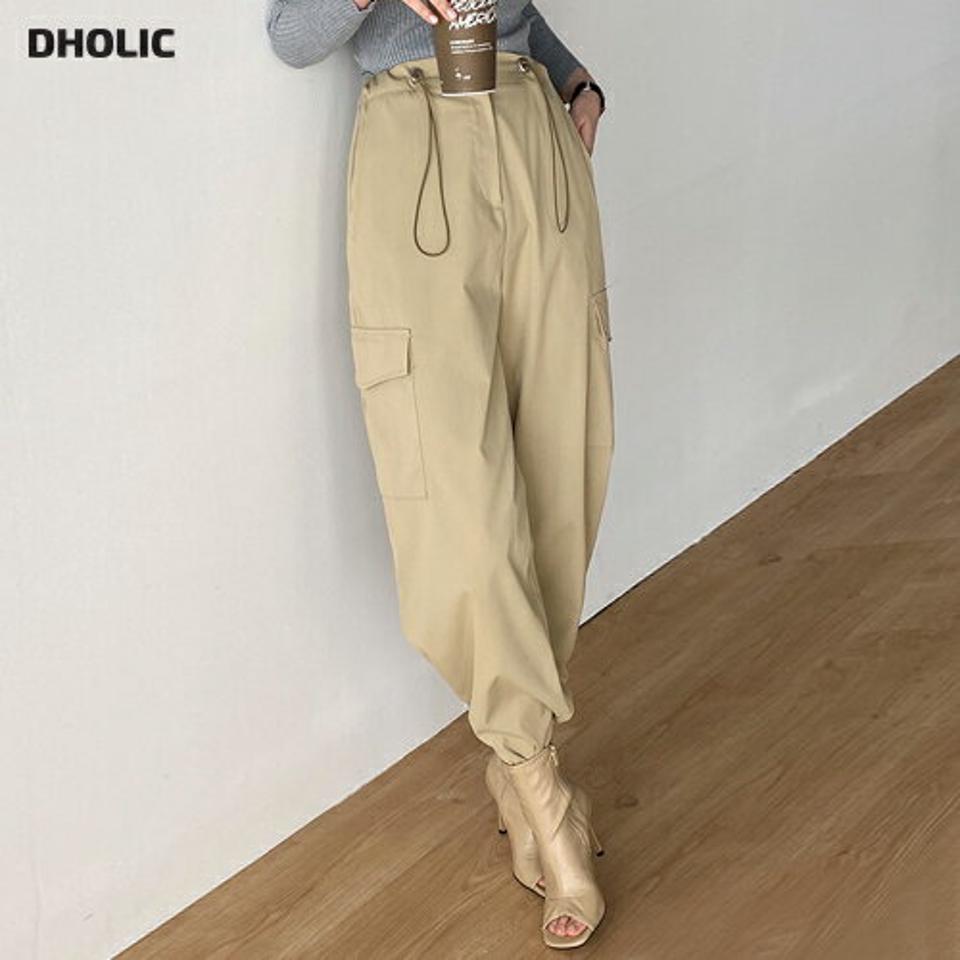ドロストワイドカーゴパンツ・t00513 レディース 【pt】 韓国ファッション パンツ ボトムス ロング丈 カーゴパンツ ウエストボタン バックダーツ ワイド ストレート フルレングス ハイウエスト ドローストリング 春色 ストリート カジュアル