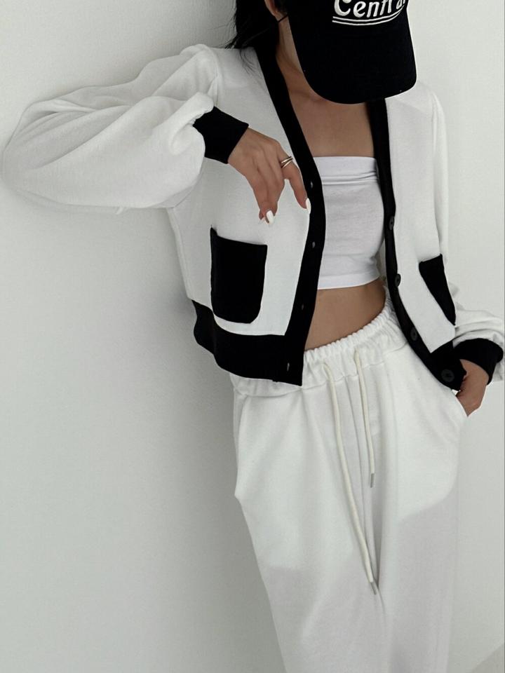 配色カーディガン&ドロストパンツSET・p003574 レディース 【pt】セットアップ セット setup カーディガン 長袖 柄 模様 配色 オープン ドロスト パンツ ロング丈 ワイド 秋 冬 カジュアル ラフ ゆったり 楽ちん モード 韓国ファッション MKT