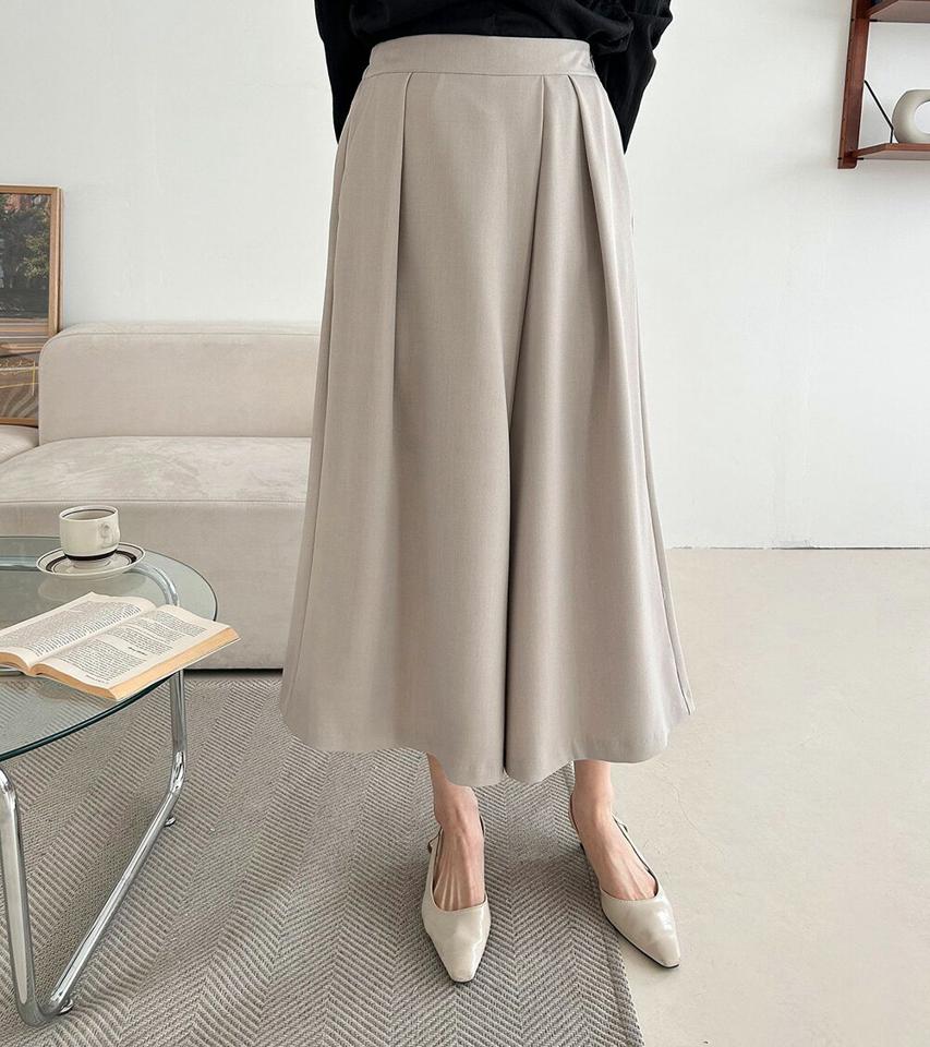 ワンタックフレアパンツ・p003585 レディース 【pt】パンツ ロング丈 単色 無地 シンプル ベーシック タック フレア ワイド 春 夏 秋 冬 楽ちん ウエストゴム イージー カジュアル かわいい 可愛い 韓国ファッション MKT