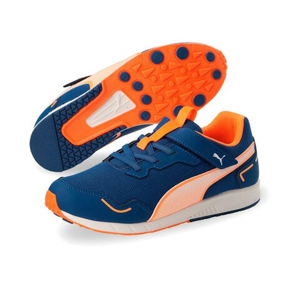 プーマ（PUMA）（キッズ）ジュニア ランニングシューズ スピードモンスター V4 ブルー 37890803 スニーカー スポーツ ベルクロ ベルト付き 運動会 普段使い