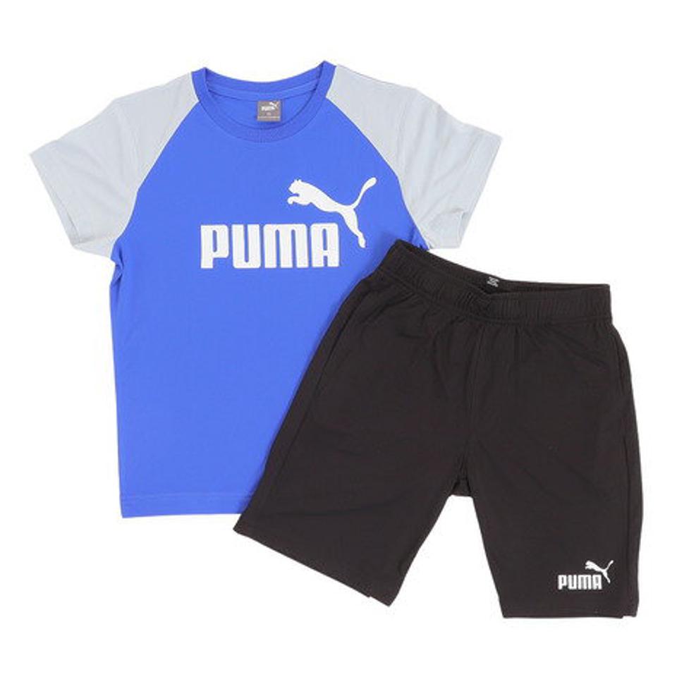 プーマ（PUMA）（キッズ）キッズ ボーイズ ポリ Tシャツ & ショーツ 上下セット 849634 92 BLU