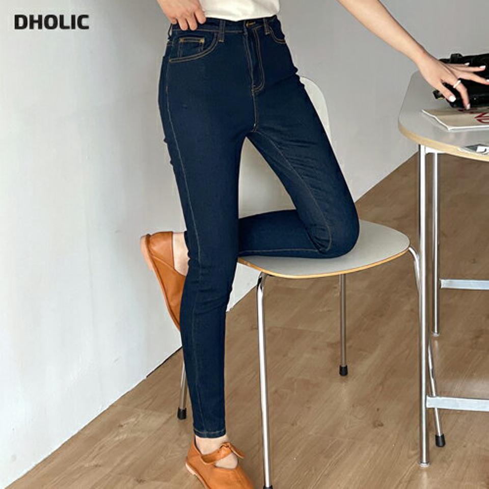 ステッチスキニーデニムパン・t00518 レディース 【pt】 韓国ファッション パンツ ボトムス スキニー デニム セミハイウエスト フィット ステッチ コントラスト 春 お出かけ カジュアル カジュアル