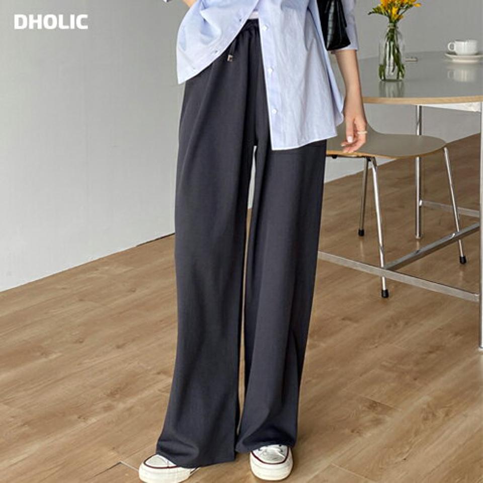 ドロストワイドパンツ・t00521 レディース 【pt】 韓国ファッション パンツ ボトムス ワイド ロング丈 着回し シンプル デイリー ストレート メランジカラー ハイウエスト 生地 春 オフィスカジュアル お出かけ カジュアル