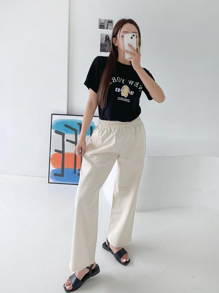 ストレッチワイドパンツ・p003776 レディース 【pt】パンツ ロング丈 単色 無地 シンプル ベーシック ストレッチ ワイド ウエストゴム 春 夏 秋 冬 カジュアル ラフ ゆったり 楽ちん 伸縮性 韓国ファッション MKT