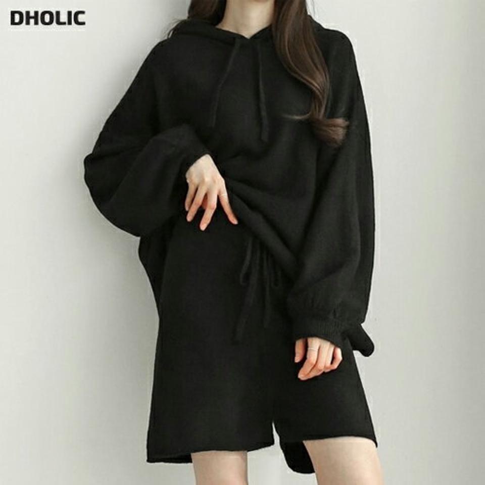 ウール混フードニット&ハーフパンツSET・p003838 レディース 【pt】セットアップ セット setup トップス ニット セーター スウェット 長袖 トレーナー フード フーディ パンツ ショート丈 メランジ 秋 冬 カジュアル ラフ 韓国ファッション MKT