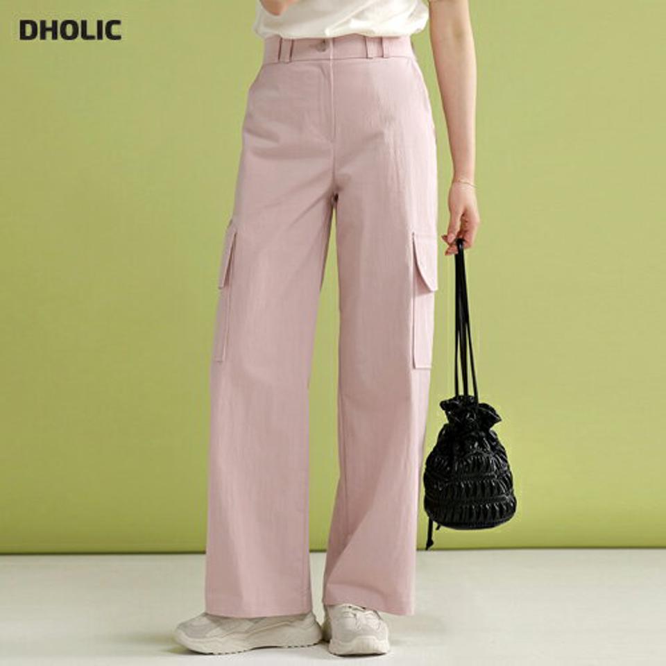 カーゴワイドパンツ・t00310 レディース 【pt】 韓国ファッション パンツ デイリー ロング丈 カーゴパンツ ワイド ストレート ダブルベルトループ ハイウエスト カジュアル お出かけ 春 カジュアル